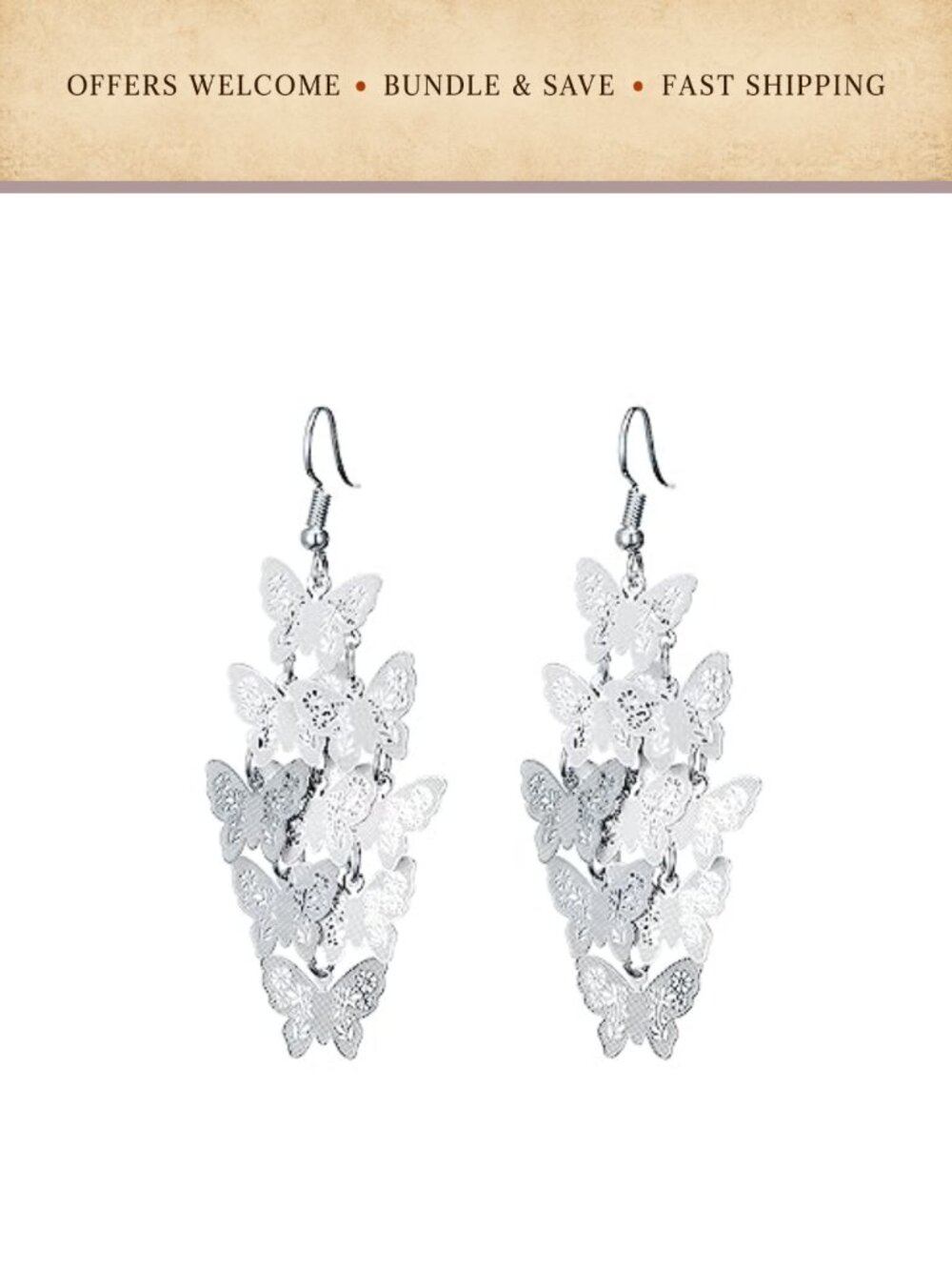 Nine Piece Butterfly Earrings Mix Color Bohemia Long Drop Dangle Hook